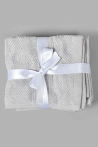 Redtag-Light-Grey-Textured-Cotton-Face-Towel-Set-(4-Piece)-Face-Towels-Home-Bathroom-