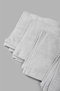 Redtag-Light-Grey-Textured-Cotton-Face-Towel-Set-(4-Piece)-Face-Towels-Home-Bathroom-