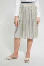 Load image into Gallery viewer, Redtag-Silver-Mettalic-Pleated-Skirt-Skirts-Senior-Girls-9 to 14 Years
