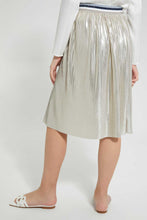 Load image into Gallery viewer, Redtag-Silver-Mettalic-Pleated-Skirt-Skirts-Senior-Girls-9 to 14 Years
