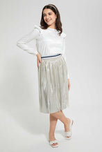 Load image into Gallery viewer, Redtag-Silver-Mettalic-Pleated-Skirt-Skirts-Senior-Girls-9 to 14 Years
