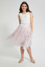 Load image into Gallery viewer, Redtag-Pink-With-Silver-Foil-Tulle-Skirt-Skirts-Senior-Girls-9 to 14 Years
