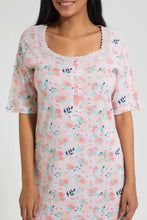 تنزيل الصورة على معرض الصور، Redtag-Peach-Floral-Printed-Nightgown-Nightgowns-Women&#39;s-
