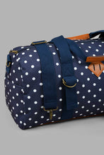 تنزيل الصورة على معرض الصور، Redtag-Navy-Duffle-Bag,-Navy-Polka-Duffle-Bags-Travel-Accessories-
