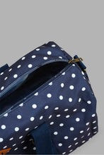 تنزيل الصورة على معرض الصور، Redtag-Navy-Duffle-Bag,-Navy-Polka-Duffle-Bags-Travel-Accessories-
