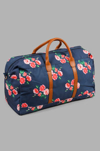 Redtag-Navy-Duffle-Bag-Floral-Prints-Duffle-Bags-Travel-Accessories-