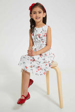 Load image into Gallery viewer, Redtag-White-Aop-Tiered-Dress-Dresses-Girls-2 to 8 Years
