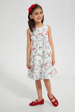 Load image into Gallery viewer, Redtag-White-Aop-Tiered-Dress-Dresses-Girls-2 to 8 Years
