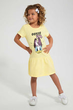 Load image into Gallery viewer, Redtag-Lt-Yellow-Casual-Dress-With-Daisy-Placement-Print-&amp;-2-Way-Sequins-Dresses-Girls-2 to 8 Years
