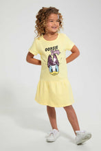 Load image into Gallery viewer, Redtag-Lt-Yellow-Casual-Dress-With-Daisy-Placement-Print-&amp;-2-Way-Sequins-Dresses-Girls-2 to 8 Years
