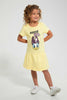 Redtag-Lt-Yellow-Casual-Dress-With-Daisy-Placement-Print-&-2-Way-Sequins-Dresses-Girls-2 to 8 Years