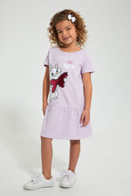 Load image into Gallery viewer, Redtag-Lilac-Casual-Dress-With-Marie-Placement-Print-&amp;-2-Way-Sequins-Dresses-Girls-2 to 8 Years
