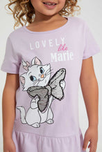 Load image into Gallery viewer, Redtag-Lilac-Casual-Dress-With-Marie-Placement-Print-&amp;-2-Way-Sequins-Dresses-Girls-2 to 8 Years
