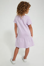 Load image into Gallery viewer, Redtag-Lilac-Casual-Dress-With-Marie-Placement-Print-&amp;-2-Way-Sequins-Dresses-Girls-2 to 8 Years
