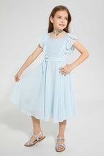 تنزيل الصورة على معرض الصور، Redtag-Blue-Sequence-Yoke-Dress-Dresses-Girls-2 to 8 Years
