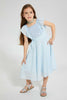 Redtag-Blue-Sequence-Yoke-Dress-Dresses-Girls-2 to 8 Years