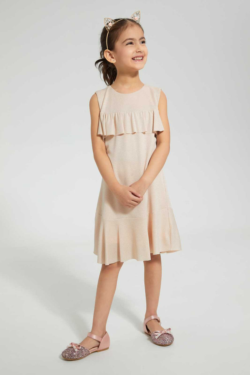 Redtag-Pink-Lurex-Dress-Dresses-Girls-2 to 8 Years