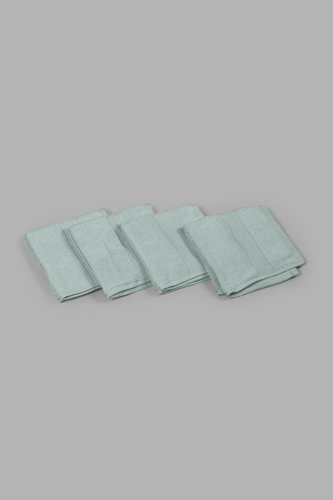 Redtag-Mint-Textured-Cotton-Face-Towel-Set-(4-Piece)-0,-Colour:Mint,-Filter:Home-Bathroom,-HMW-BAC-Face-Towels,-New-In,-New-In-HMW-BAC,-Non-Sale,-S22B,-Section:Homewares-Home-Bathroom-