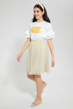 Load image into Gallery viewer, Redtag-Gold-Mettalic-Tulle-Skirt-Skirts-Senior-Girls-9 to 14 Years
