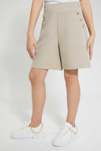 Load image into Gallery viewer, Redtag-Beige-Highwaist-Button-Front-Short-Cargo-Pants-Senior-Girls-9 to 14 Years
