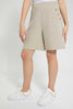 Redtag-Beige-Highwaist-Button-Front-Short-Cargo-Pants-Senior-Girls-9 to 14 Years