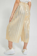 Load image into Gallery viewer, Redtag-Gold-Mettalic-Pleated-Culottes-Cargo-Pants-Senior-Girls-9 to 14 Years
