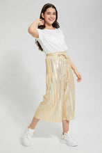 Load image into Gallery viewer, Redtag-Gold-Mettalic-Pleated-Culottes-Cargo-Pants-Senior-Girls-9 to 14 Years
