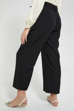 Load image into Gallery viewer, Redtag-Black-Highwaist-Wideleg-Front-Buttton-Trouser-Cargo-Pants-Senior-Girls-9 to 14 Years
