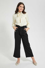 Load image into Gallery viewer, Redtag-Black-Highwaist-Wideleg-Front-Buttton-Trouser-Cargo-Pants-Senior-Girls-9 to 14 Years
