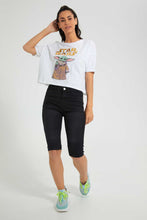 Load image into Gallery viewer, Redtag-White-Yoda-Embossed--Crop-Tee-All-Over-Prints-Women&#39;s-
