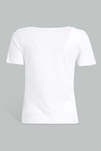 Load image into Gallery viewer, Redtag-White-V-Neck-T-Shirt-Plain-Women&#39;s-
