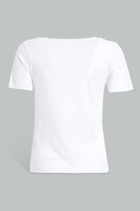 Redtag-White-V-Neck-T-Shirt-Plain-Women's-