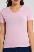 Load image into Gallery viewer, Redtag-Fuschia-V-Neck-T-Shirt-Plain-Women&#39;s-
