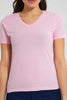 Redtag-Fuschia-V-Neck-T-Shirt-Plain-Women's-