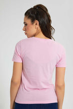 Load image into Gallery viewer, Redtag-Fuschia-V-Neck-T-Shirt-Plain-Women&#39;s-
