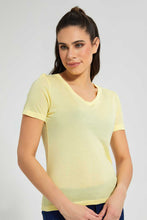 Load image into Gallery viewer, Redtag-Lemon-V-Neck-T-Shirt-Plain-Women&#39;s-
