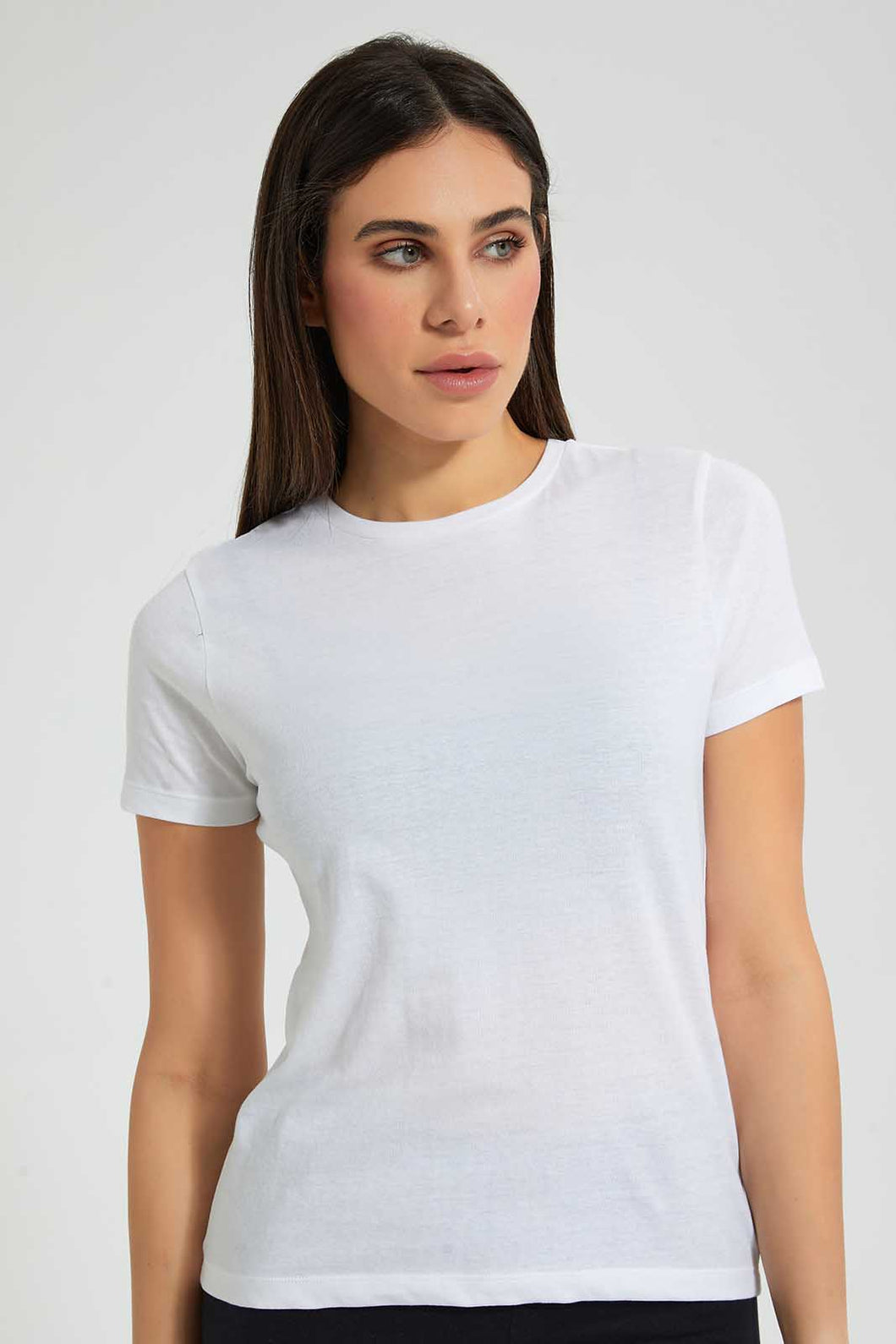 Redtag-White-Crew-Neck-T-Shirt-Plain-Women's-