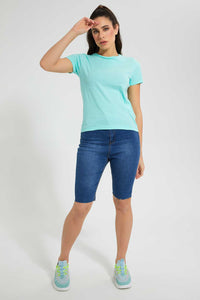 Redtag-Mint--Crew-Neck-T-Shirt-Plain-Women's-