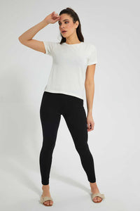 Redtag-Ivory--Crew-Neck-T-Shirt-Plain-Women's-