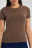 Redtag-Brown--Crew-Neck-T-Shirt-Plain-Women's-