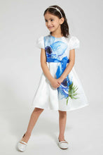 Load image into Gallery viewer, Redtag-White-Dress-With-Placement-Print-Dresses-Girls-2 to 8 Years
