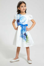 Load image into Gallery viewer, Redtag-White-Dress-With-Placement-Print-Dresses-Girls-2 to 8 Years
