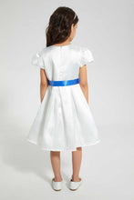 Load image into Gallery viewer, Redtag-White-Dress-With-Placement-Print-Dresses-Girls-2 to 8 Years
