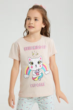 Load image into Gallery viewer, Redtag-Peach/Mint-Printed-S/Sleeve-Pyjama-Set-Colour:Mint,-Filter:Girls-(2-to-8-Yrs),-Girls-Pyjama-Sets,-New-In,-New-In-GIR,-Non-Sale,-S22C,-Section:Kidswear-Girls-2 to 8 Years
