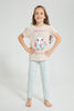 Redtag-Peach/Mint-Printed-S/Sleeve-Pyjama-Set-Colour:Mint,-Filter:Girls-(2-to-8-Yrs),-Girls-Pyjama-Sets,-New-In,-New-In-GIR,-Non-Sale,-S22C,-Section:Kidswear-Girls-2 to 8 Years