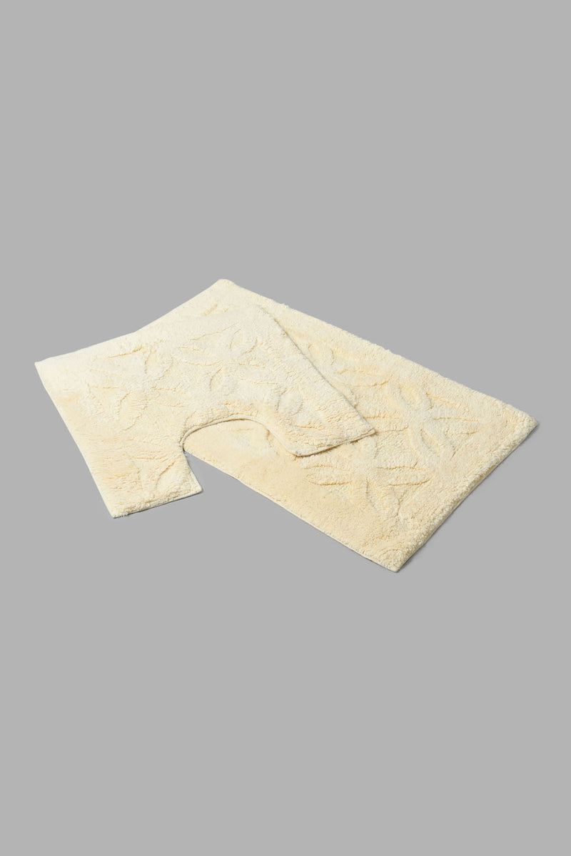 Redtag-Cream-Bath-Mat-Set-(2-Piece)-Bathmats-Home-Bathroom-