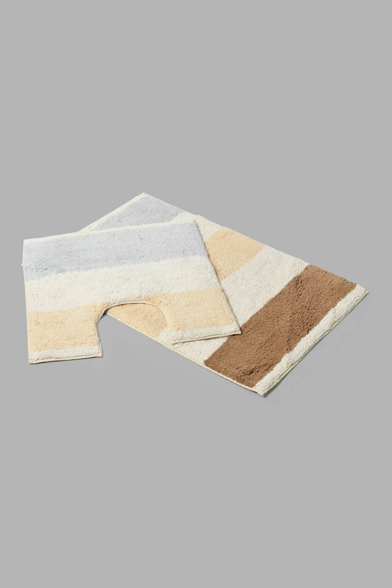 Redtag-Beige-Bath-Mat-Set-(2-Piece)-Bathmats-Home-Bathroom-