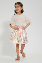 Load image into Gallery viewer, Redtag-Peach-Embellished-T-Shirt-With-Frilled-Sleeve-Embellished-Girls-2 to 8 Years
