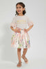 Redtag-Peach-Embellished-T-Shirt-With-Frilled-Sleeve-Embellished-Girls-2 to 8 Years