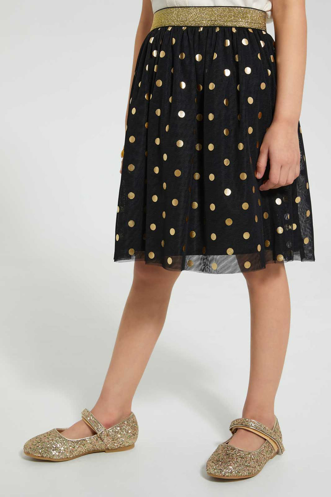 Redtag-Black-Printed-Skirt-Skirts-Girls-2 to 8 Years